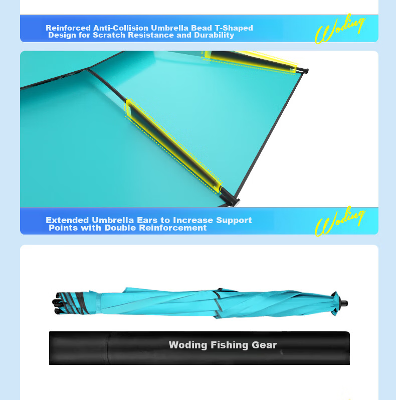 Woding Fishing Umbrella Full Stainless Steel Pole Sunshade Reinforced Thickened 10-Layer Stormproof Fishing Umbrella Camping Outdoor Beach Umbrella 23