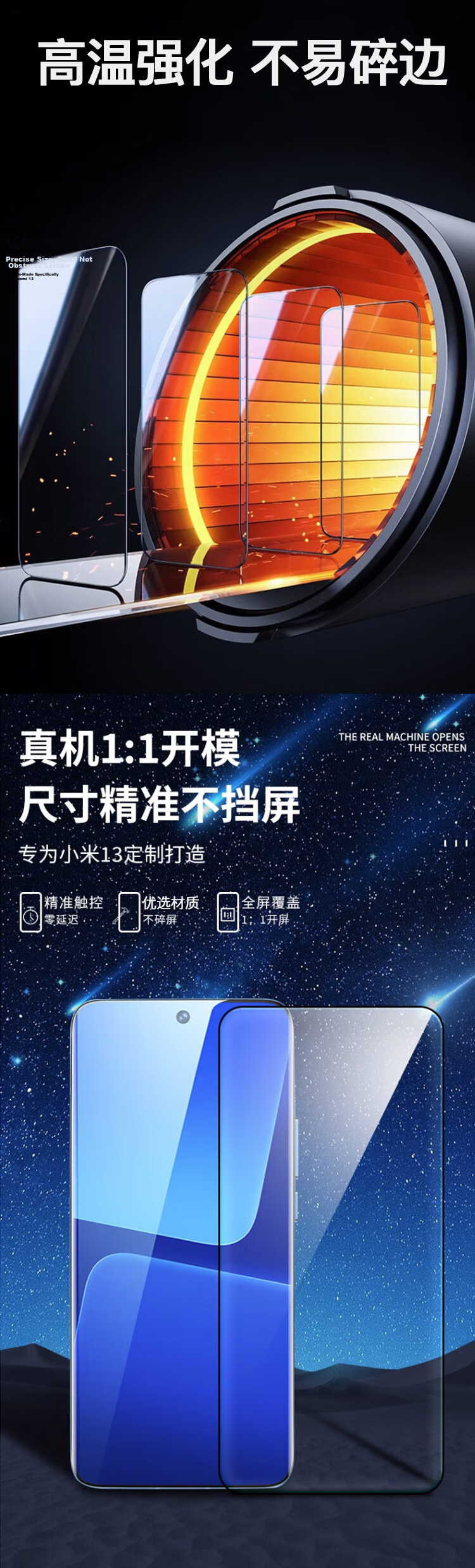 MAIKUQI Tempered Glass Screen Protector for Xiaomi 13/14, HD Full Coverage Anti-Fingerprint Glass Film, 2-Pack 2