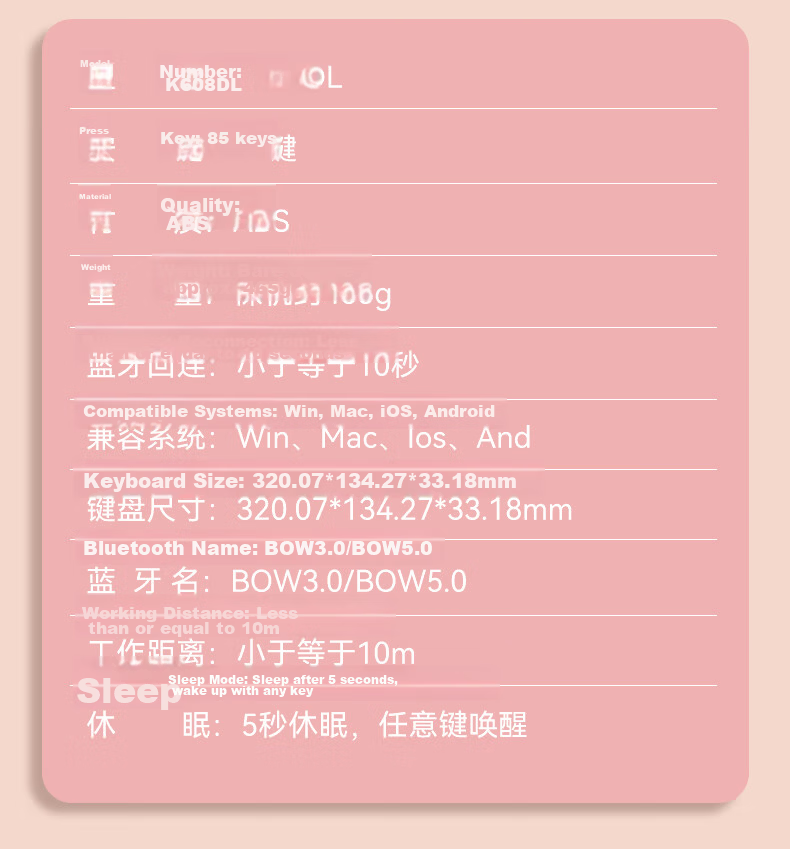 B.O.W Hangshi K509DL Wireless Bluetooth Tri-Mode Keyboard for Huawei Xiaomi Apple Laptop Desktop Rechargeable Portable Soft Orange Cat Girl Office Gaming Universal 10