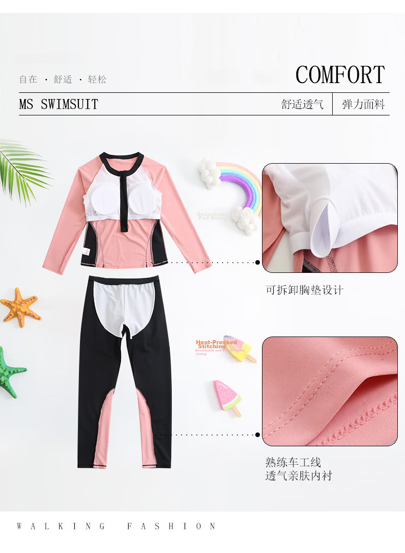 Barbie Two-Piece Swimsuit Set for Women: Conservative Tummy Control Slimming Long Sleeve Top And Long Pants Sports Swimwear for Hot Springs Beach Vacatio 31