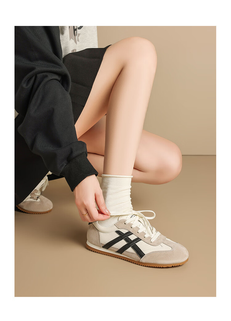 ZHR Mango Head German Shepherd Training Shoes Women Retro Flat Sports Shoes Soft Sole Casual Breathable Women's Shoes BT213 Beige Silver Size 36 16