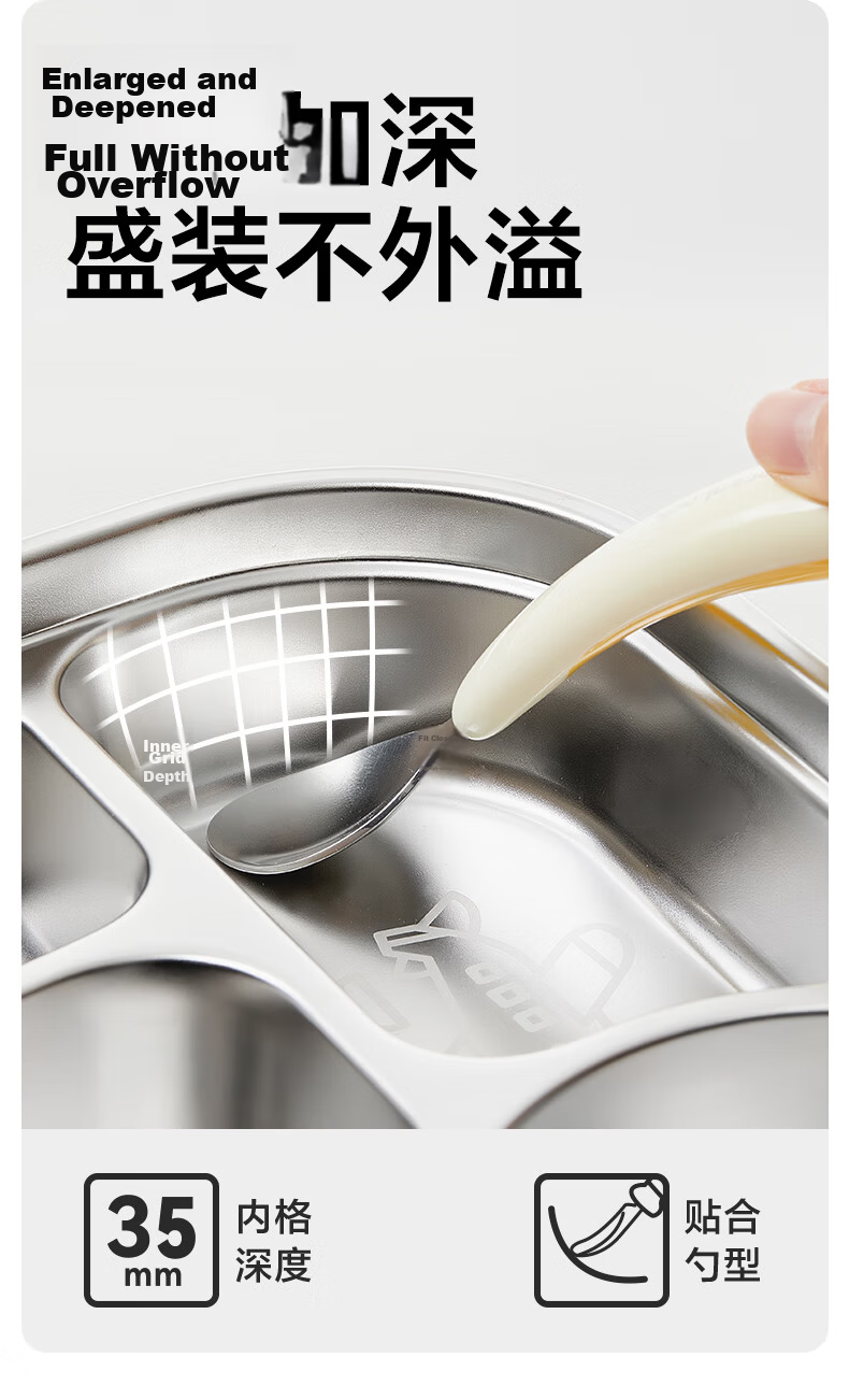 Lock&Lock Kids 316L Stainless Steel Divided Plate Toddler Food Tray Lunch Box 4