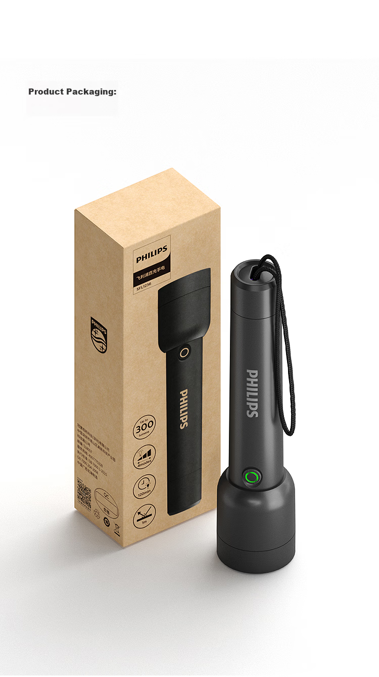 PHILIPS Flashlight, High Brightness, Long-Lasting Battery Life, Compact for Home Use, Portable, Outdoor Lighting, Emergency Light 14