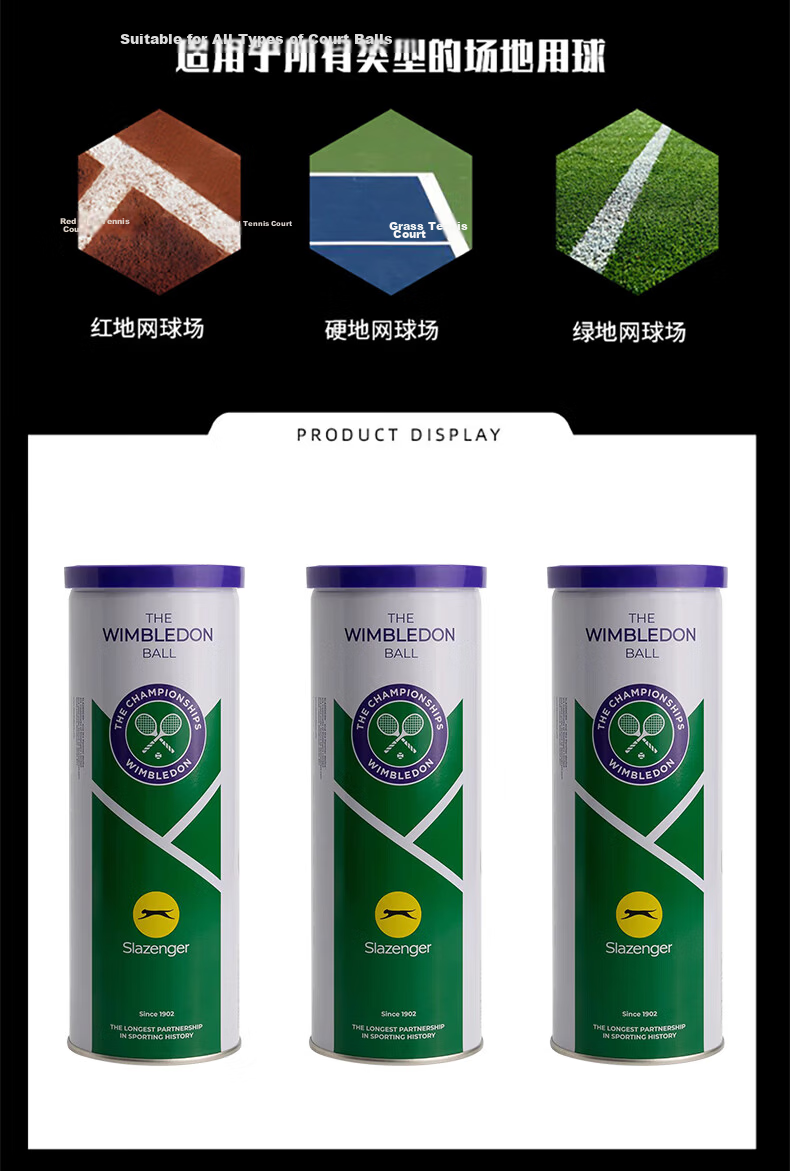 Slazenger 4-Ball Tennis Set, Metal Can, for Wimbledon Training And Matches, Full Box of 18 Tubes, New Packaging 340982*18 8