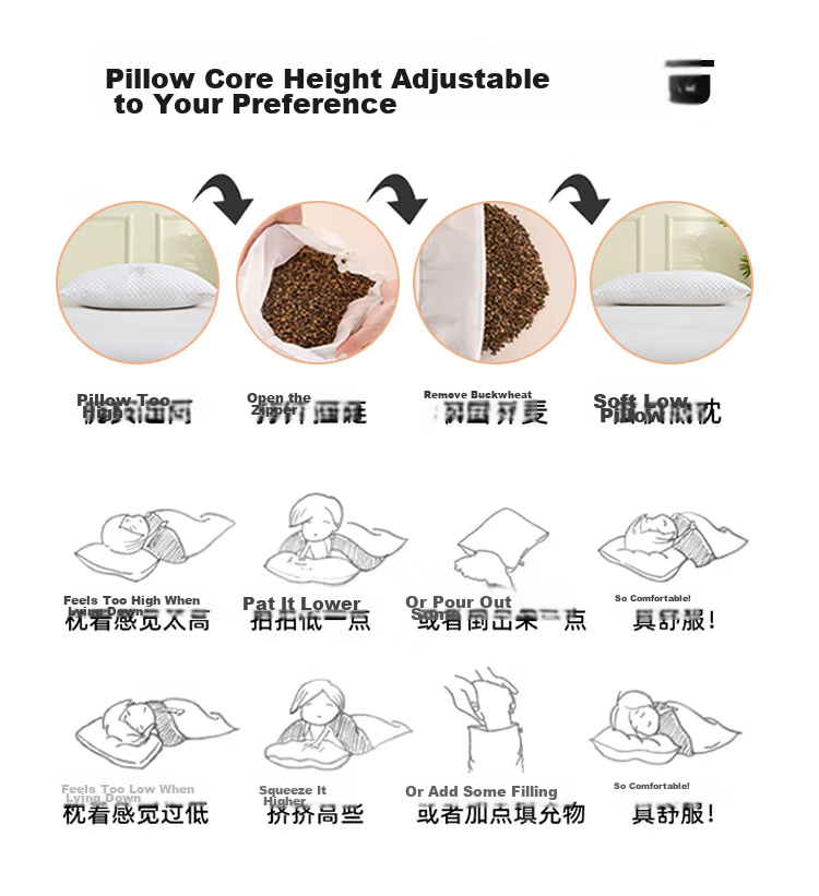 Wuyingongfang, Mu Yin Liangpin Textile Subsidiary, Pure Cotton Buckwheat Pillow, 100% All Buckwheat Hulls And Buckwheat Skin Pillow Core, Extra Large, White 10