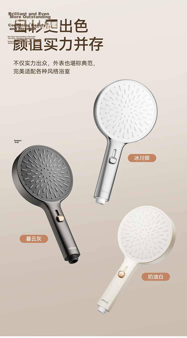 ARROW Handheld High-Pressure Shower Head with Adjustable Back Spray and Multiple Settings 14