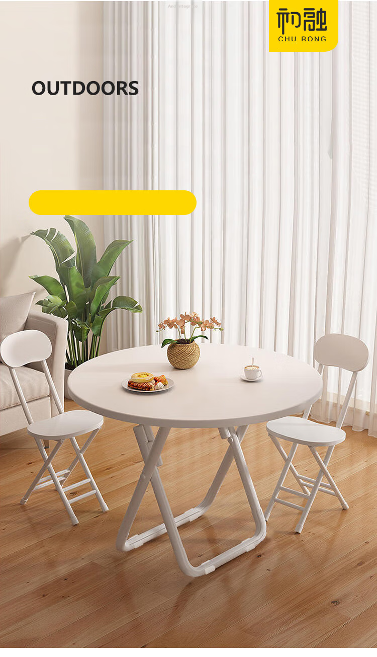 Churong Folding Table Home Rental Foldable Dining Table Simple Outdoor Portable Small Table CJ162 Round 70 1