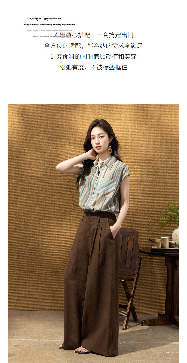 Demana Fresh Cotton Summer Urban Vintage Retro Collar Short Sleeve Striped Printed Loose Slim Shirt for Women Premium Quality 5