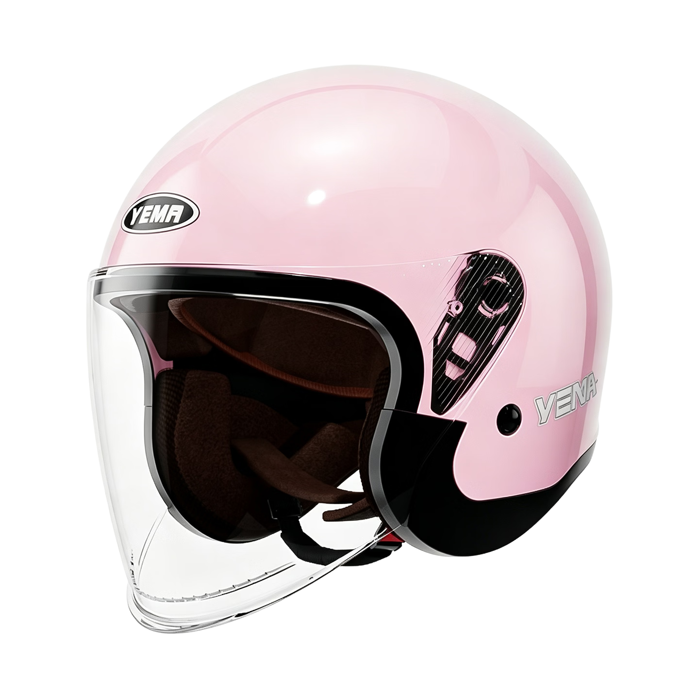 YEMA Helmet, 3C Certified, New National Standard Class A 633S, Autumn And Winter Unisex Electric Motorcycle Safety Helmet, Anti-Freeze, Warm, Anti-Fog, 3/4 Helmet, Cherry Pink
