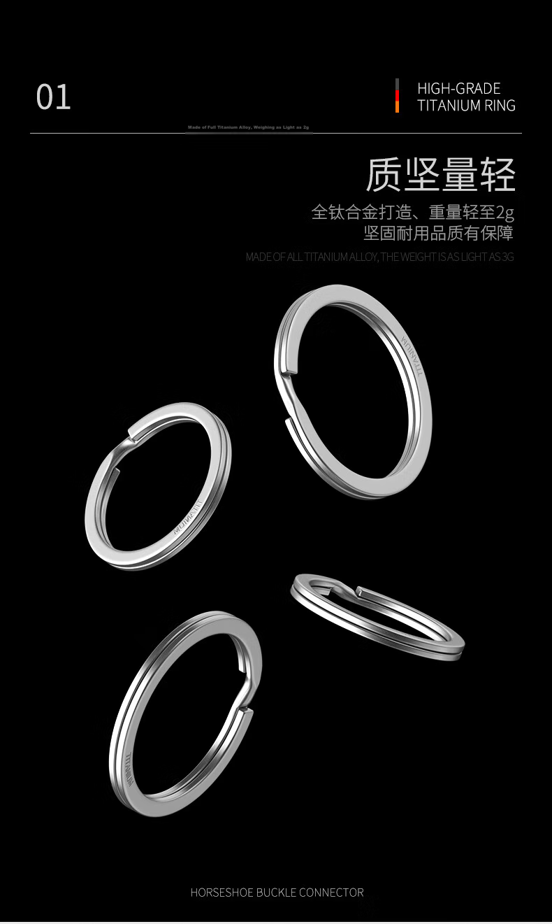 Laiben Titanium Alloy Horseshoe Buckle D-Shaped Buckle Key Case Accessory, Keychain Pendant for Men And Women, Car Key Ring 4