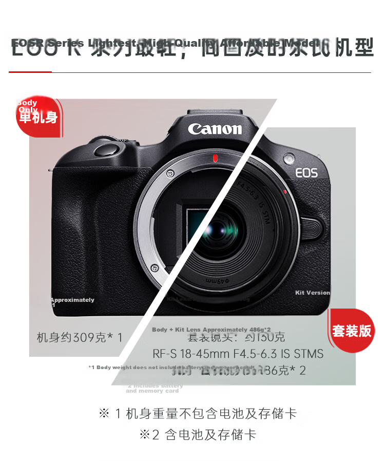Canon R100 Mirrorless Camera 18-45mm Kit Official Flagship Travel Portrait Student Camera 5