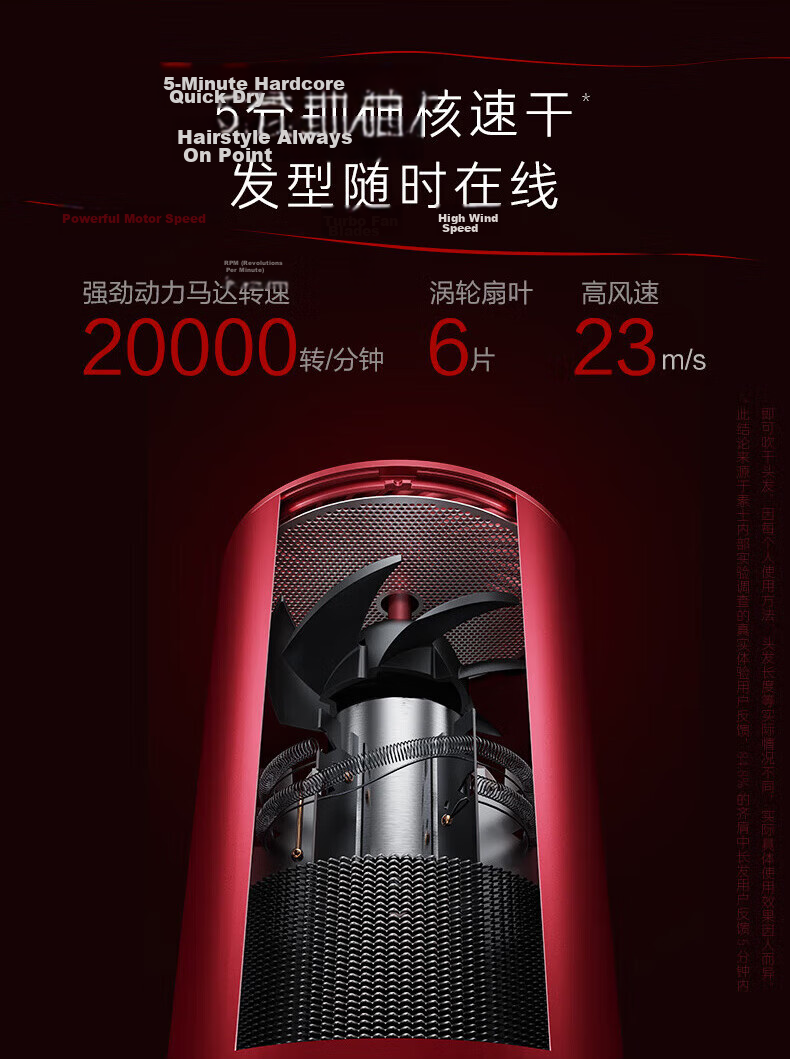 SOOCAS Ion Hair Dryer for Dorm Students, Smart Constant Temperature Hair Dryer without Blades, Pink, Valentine's Day Gift for Men And Wome 5