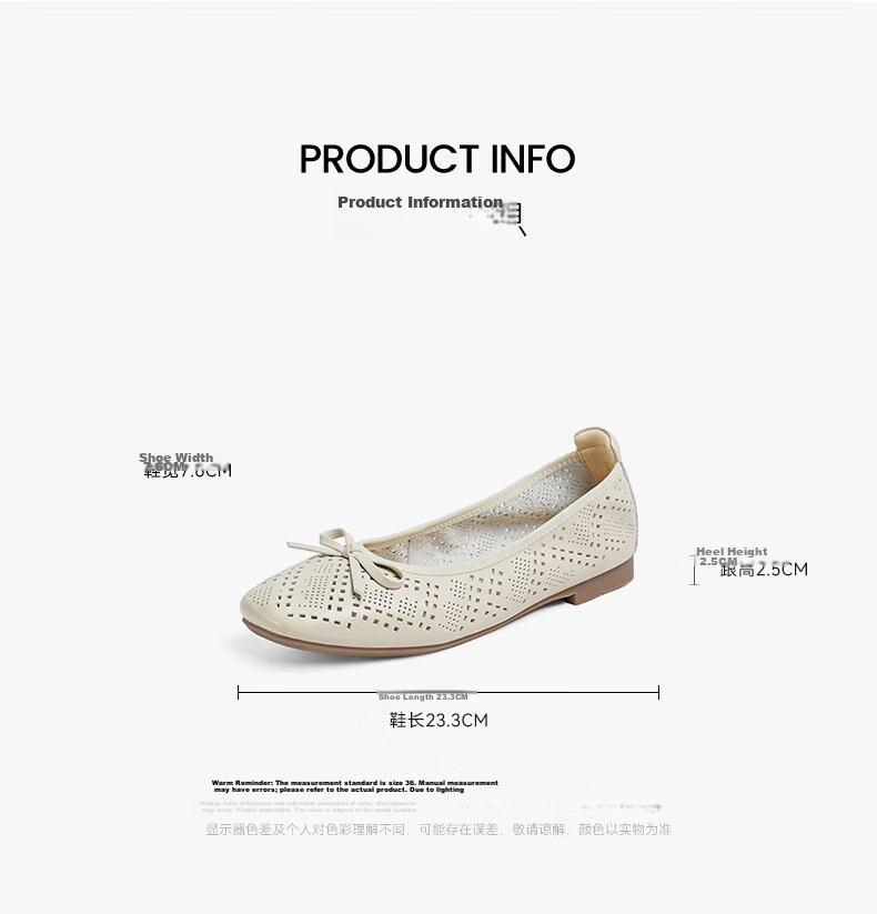 RED DRAGONFLY Women's Casual Shoes, Summer Cowhide Soft-Soled Egg Roll Shoes, Hollow-Out Mom Shoes WTB25254, Beige, Size 39 6