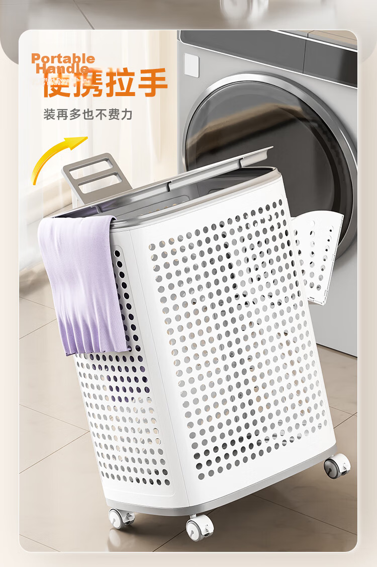 Jiabangshou Laundry Hamper Large Capacity Dirty Clothes Basket with Lid And Side Compartments for Home Use, Stylish Design, Deluxe Model 11
