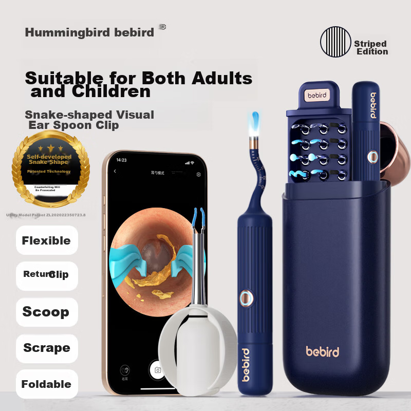Bebird Visual Ear Pick Tweezer Hummingbird Clip Snake-Shaped Illuminated Ear Spoon HD Endoscope Ear Cleaning Kit