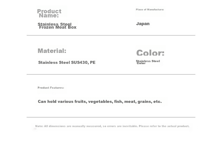 KATEI STORY Japanese Imported Stainless Steel Food Storage Container, Meat Tray, Refrigerator Freezer Organizer, Food-Grade Weekly Meal Prep Essential 14
