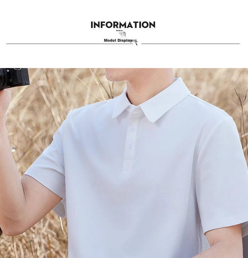 ROMON Men's Liquid Ammonia Mercerized Cotton Polo Shirt Short Sleeve Summer High-End Business Casual T-Shirt Khaki 2XL 12