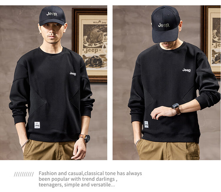 JEEP Heavyweight High-End Sweatshirt for Men, Spring And Autumn 2026, Loose-Fitting Trendy Sweatshirt, Casual Men's Sportswear, Long-Sleeve Top 11