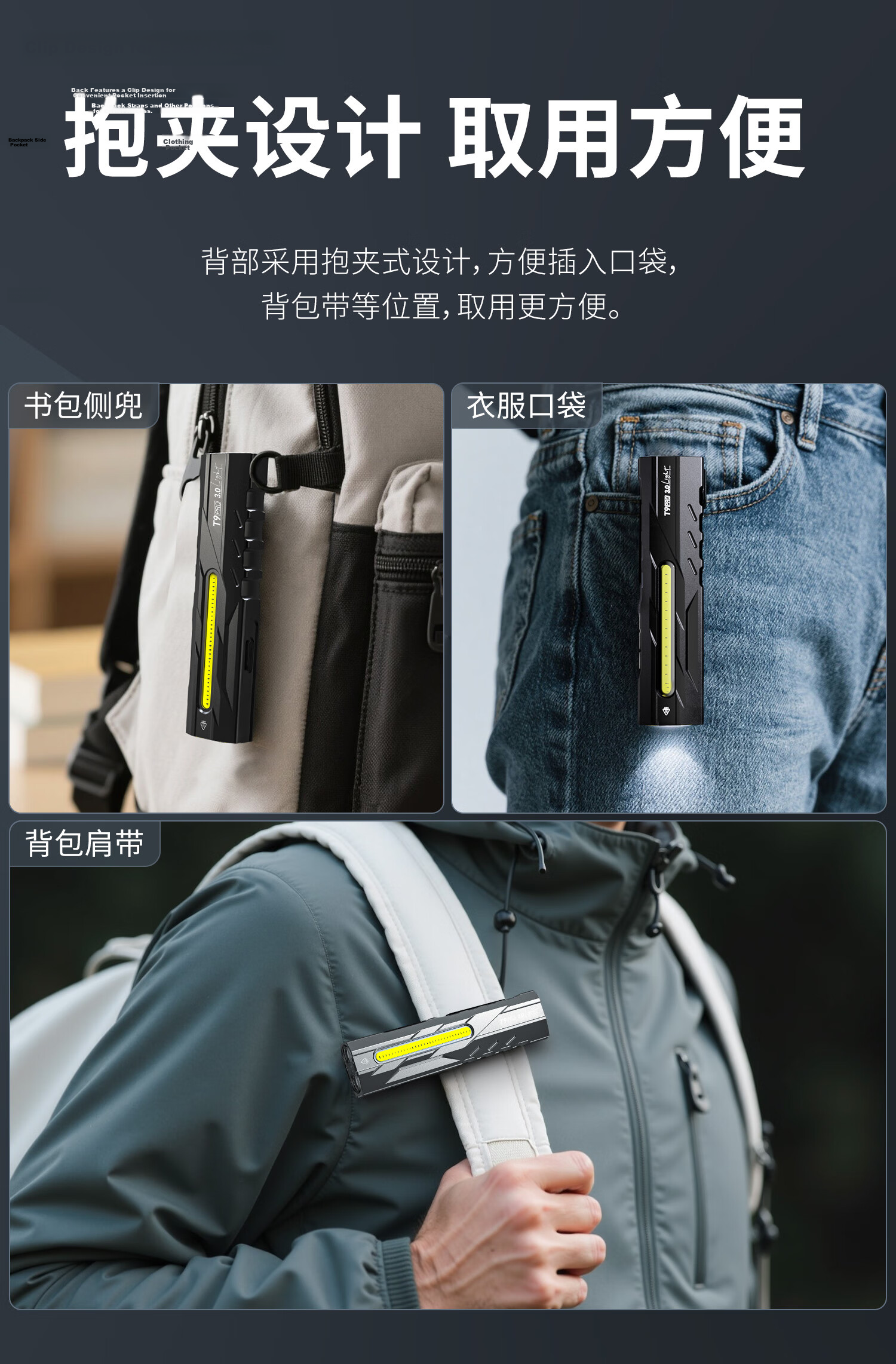 Wolson T9 Mini Portable Flashlight Rechargeable EDC Magnetic Work Emergency Light Strong Beam 11