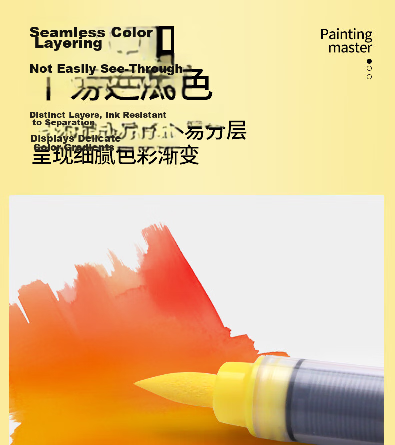 Master Back-to-School Stationery 60-Color Liquid Acrylic Marker Soft Tip Smart Ink Control Layerable Watercolor Pen Large Capacity High Coverage Brush Handwritten Report Doodle Marker 12