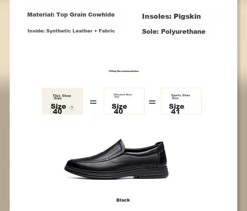 LAORENTOU Men's Business Casual Leather Shoes First Layer Cowhide Slip-On Driving Shoes Dad Shoes LA239 Black Size 40 4