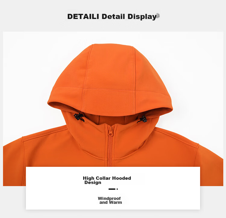 Toread Outdoor Casual Softshell Jacket Autumn Men's Hooded Fleece-Lined Durable Windproof Hiking Mountaineering Zip-Up Jacket 23