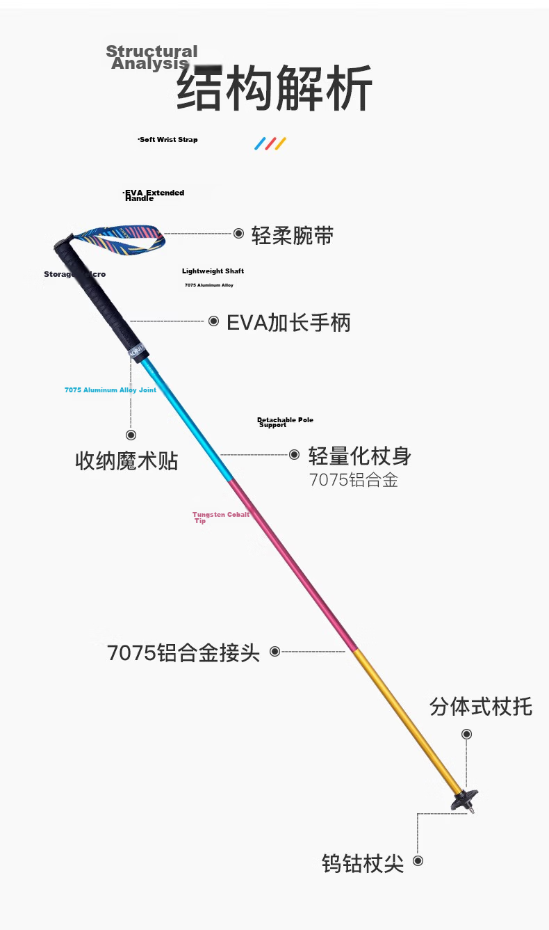 AONIJIE AONIJIE Telescopic Trekking Pole, Ultra-Light Outdoor Hiking And Cross-Country Non-Carbon Fiber Portable Adjustable Climbing Stick 8