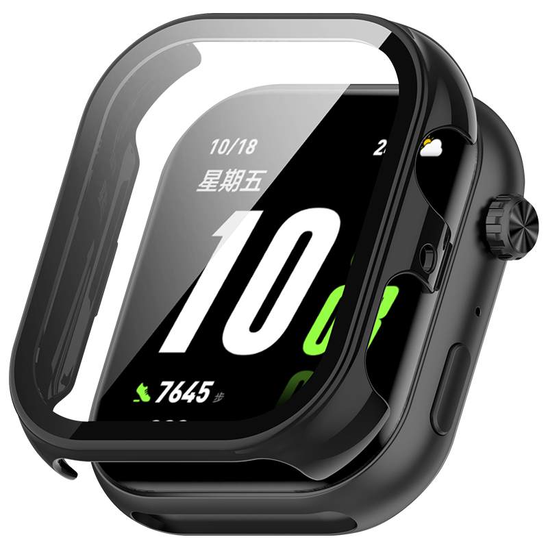 KMaxAI Screen Protector and Hard Case Full Coverage Protective Shell for Honor Choice ROSSINI Smartwatch 2i, Anti-Scratch, Drop-Proof, Anti-Fingerprint Tempered Glass, Black