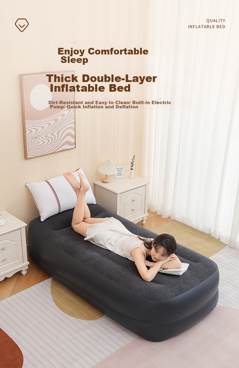 INTEX Built-In Electric Pump Inflatable Bed with Pillow, Single Automatic Air-Filling Mattress, Double-Layer Luxury Thickened And Heightened 64122 1