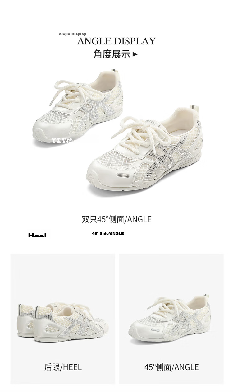 DAPHNE Versatile Derby Shoes Summer New Korean Style Casual Sports Women's Shoes Single Mesh Beige 38 16