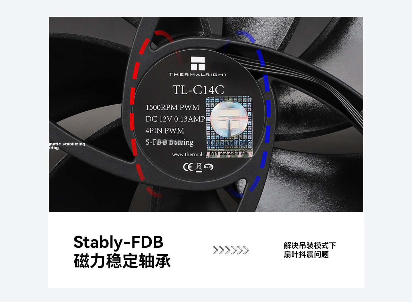 Thermalright TL-C14C Black 14cm Case Fan Classic Magnetic Stabilized S-FDB Bearing 4PIN PWM Speed Control Fan 9