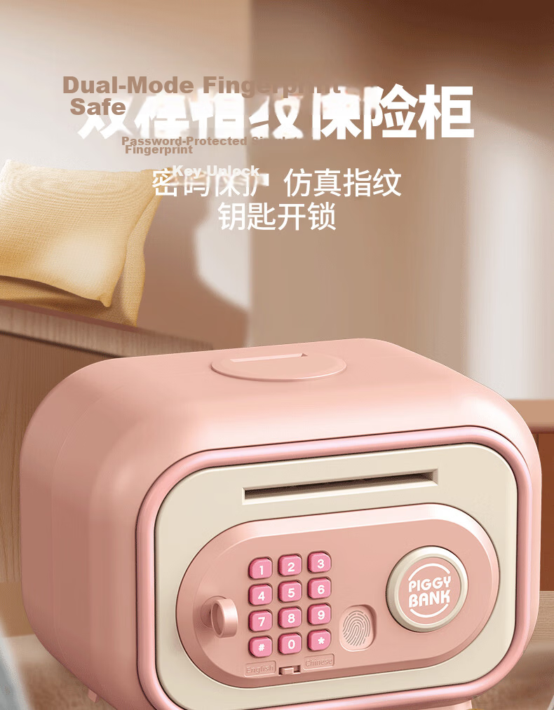 Kakabeier Children's Piggy Bank Toy, Smart Savings Cabinet with Deposit And Withdrawal Function, Password Or Fingerprint Access, Birthday Gift for Boys 1