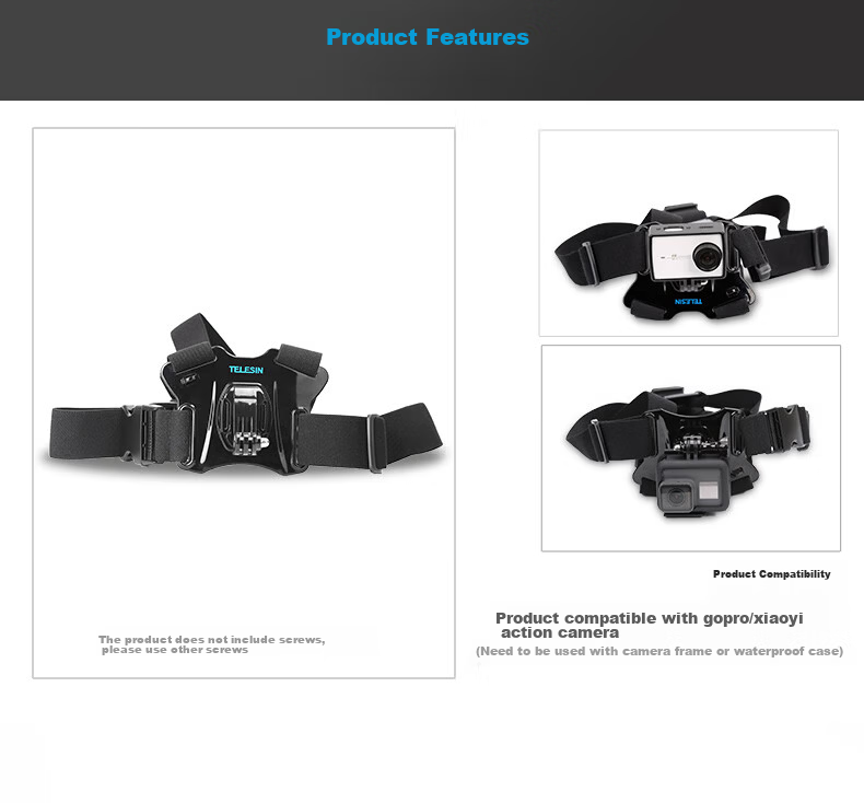 TELESIN Compatible Chest Strap for GoPro, DJI Action 4 5pro/6 Chest Mount, Sports Camera Chest Strap, Insta360 First-Person View Shooting Bracket, Nano Chest Strap 16