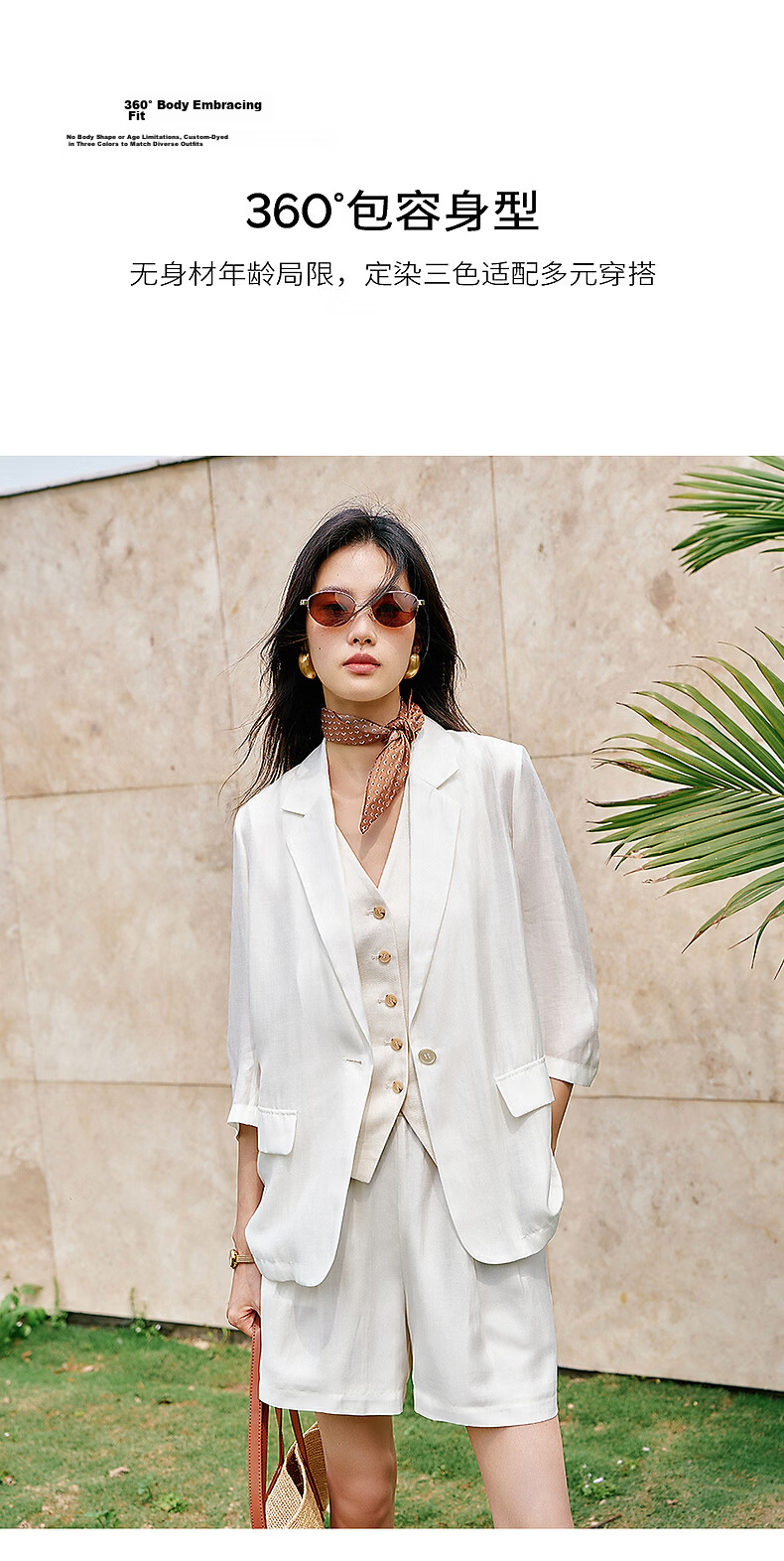 Yixiang Liying Lightweight Linen Blazer 2026 Summer New Loose Draped Short Jacket Beige 160/84A/M 10