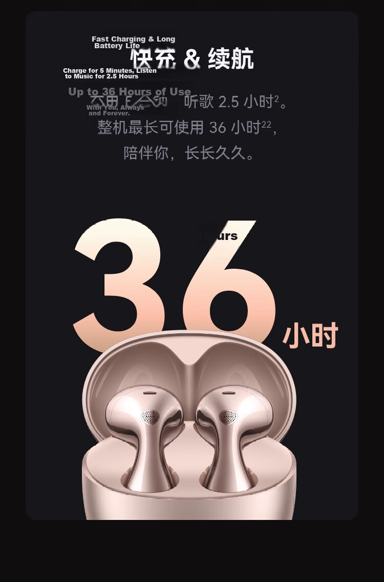 HUAWEI FreeBuds 6 Yuexiang Earphones, Bluetooth Semi-Open Headphones, Two-Way Silent Communication, Translation Function, Water Drop Earphones, Rose Gold 39