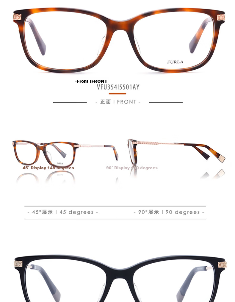 Furla Full-Rim Women's VFU354I Commuter Prescription Optical Glasses Frame 550700 Glossy Black 5