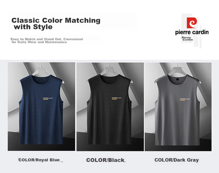 Pierre Cardin Men's Summer Ice Silk Modal Fitness Vest Sleeveless Quick-Dry T-Shirt Black L 6