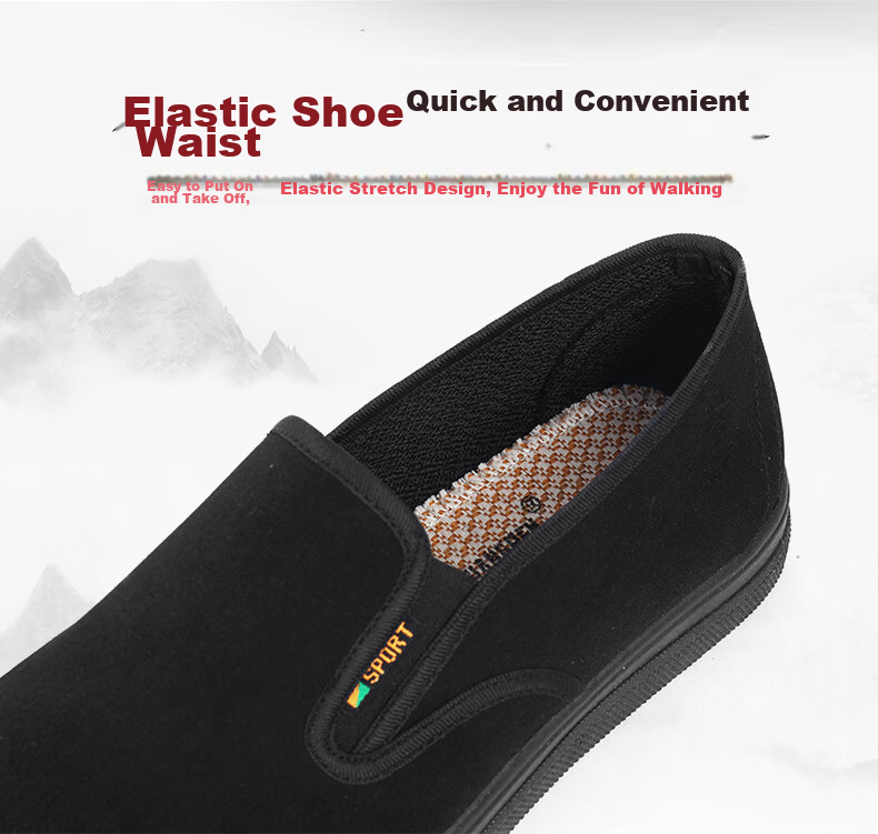 3515 Traditional Cloth Shoes, Breathable Dad Shoes, Casual Rubber Soft-Soled Old Beijing Cloth Shoes for Men, Work Shoes, Black, Size 41 8