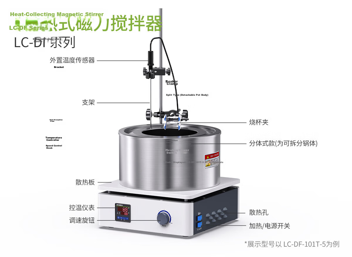 LICHEN Oil Bath Laboratory Heating Magnetic Stirrer Digital Display Constant Temperature Water Bath Oil Heating Pot DF-101Z 6