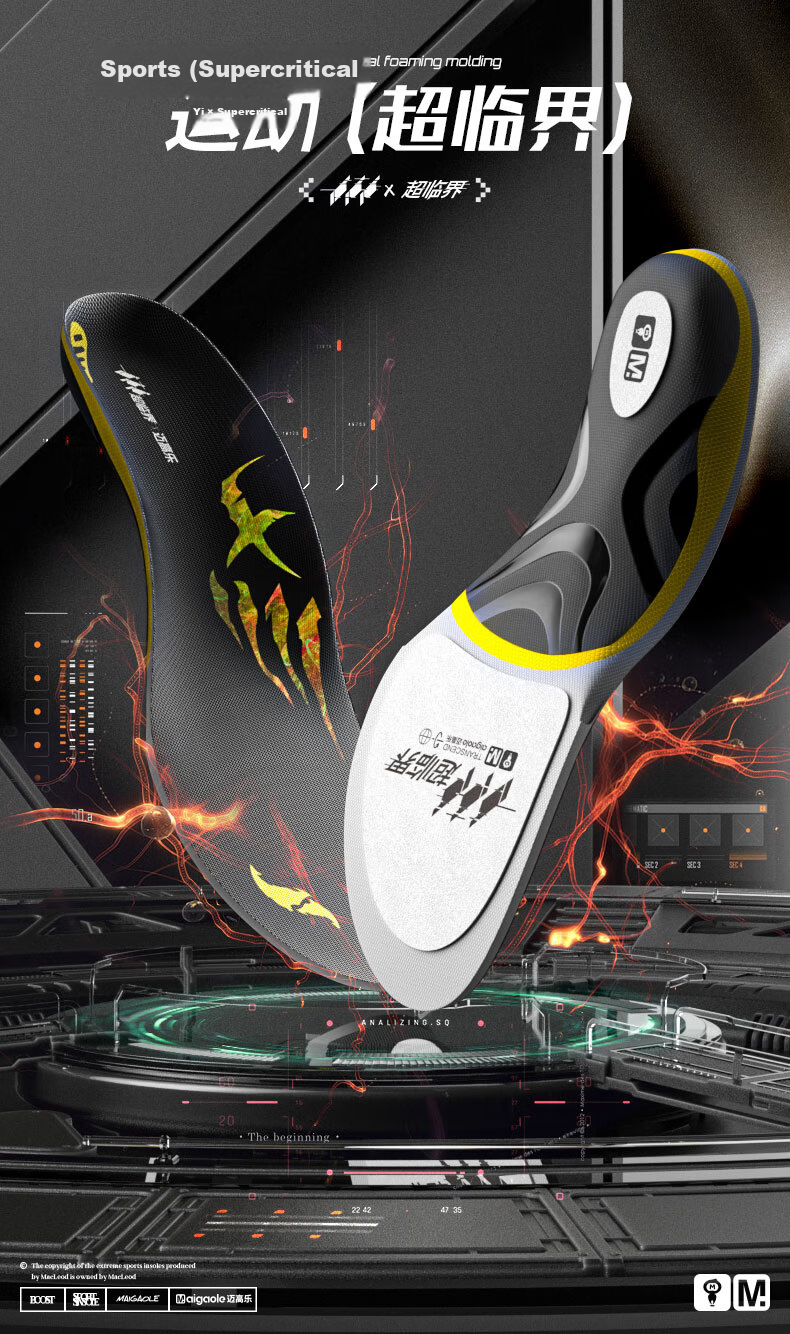 Maigaole Supercritical, Approximately 80% High Rebound, Explosive Arch Support, Basketball Sports Shock-Absorbing Pain-Preventing Insoles, Size 35-37 2