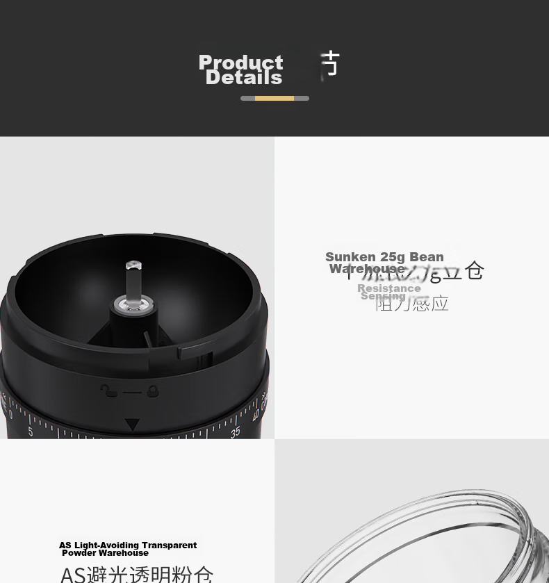 CLITON Electric Coffee Grinder, Coffee Bean Grinding Machine, Pour-Over Coffee Maker, Automatic Grinding Machine, Coffee Filter Paper, Filter Cup 18