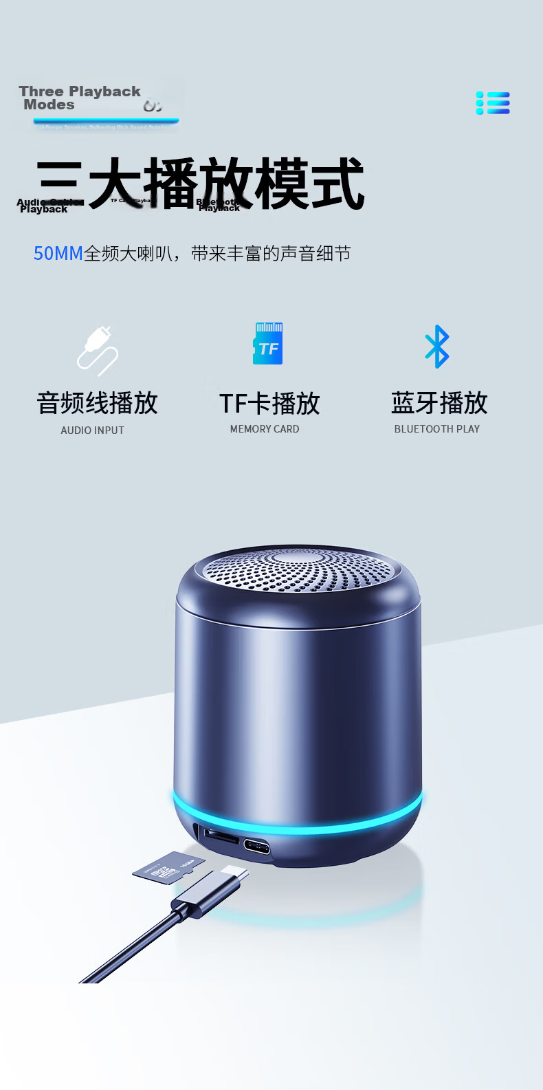 SADA Bluetooth Speaker Heavy Bass Wireless Mini Portable Outdoor Charging Speaker V8 with 3D Surround Sound and TF Card Slot 7