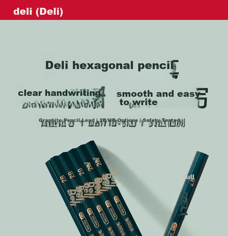 Deli 50 HB Green Barrel Pencils, Hexagonal Shaft, Student Drawing Pencils, Writing Pencils, 33413-HB, Back-To Stationery for Students 1