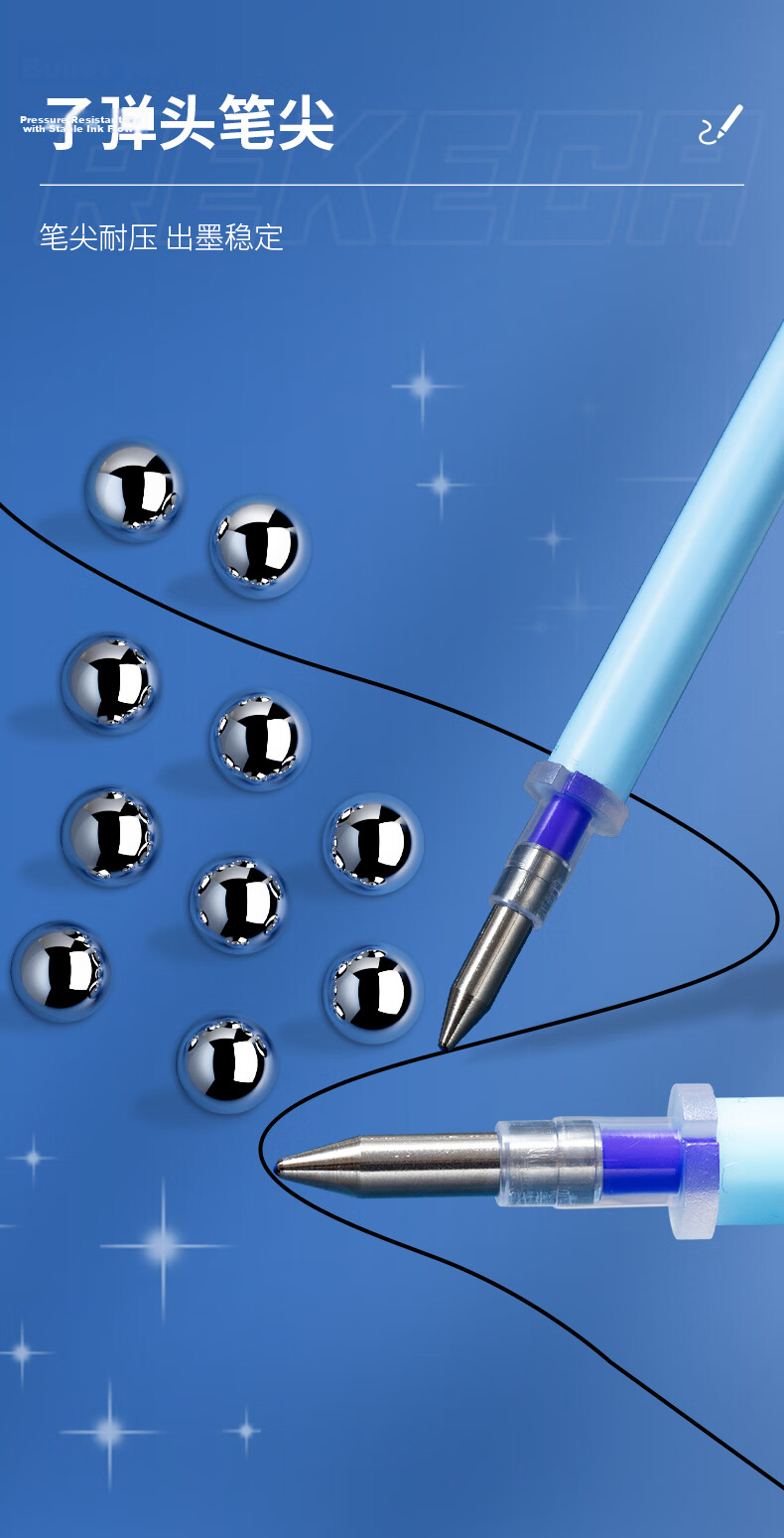 M&G Stationery 0.5mm Heat Erasable Black Retractable Gel Pen Refills ST Ultra Fine Tips 10pcs/Box 9607A (AKR60112) 3