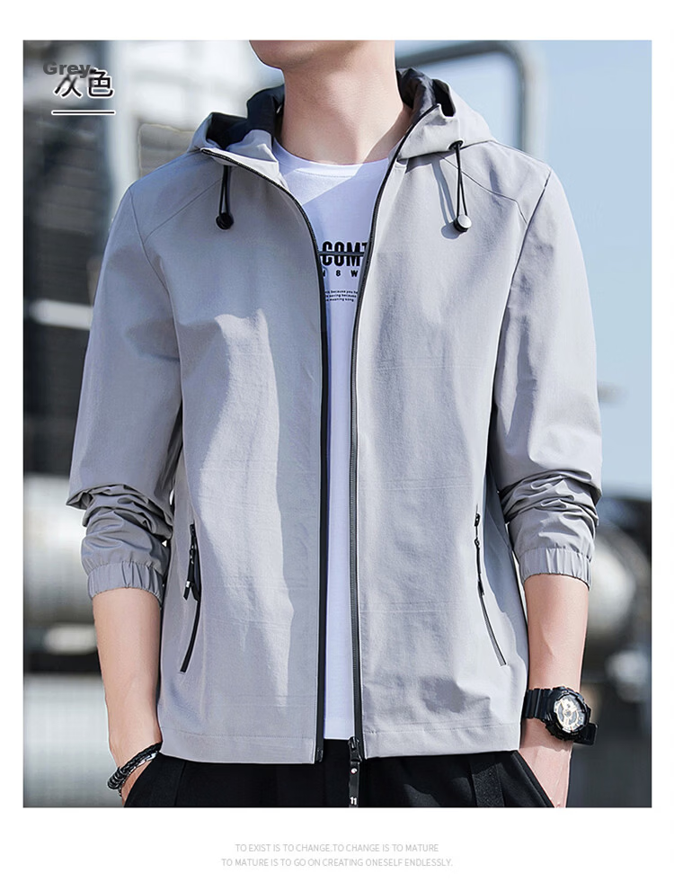 ROMON Men's Jacket Hooded 2026 Spring New Casual Men's Outerwear Black L 18