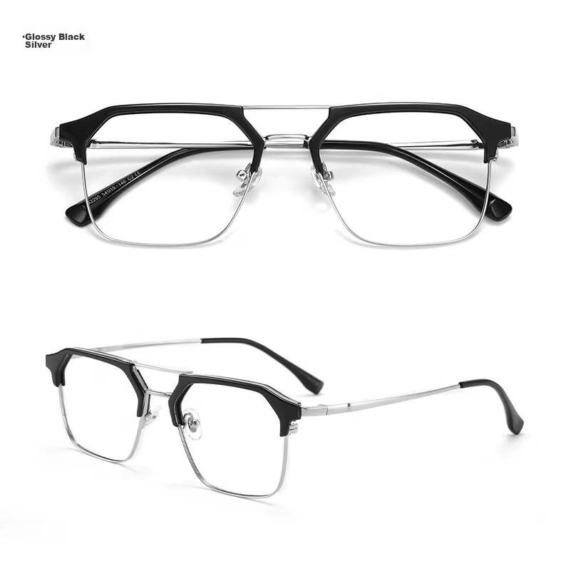 Boshide Myopia Glasses, Anti-Blue Light Glasses, Photochromic Semi-Rimless Frame, Black And Silver Frame [Photochromic Gray], Left And Right Eye 200 Degrees 8