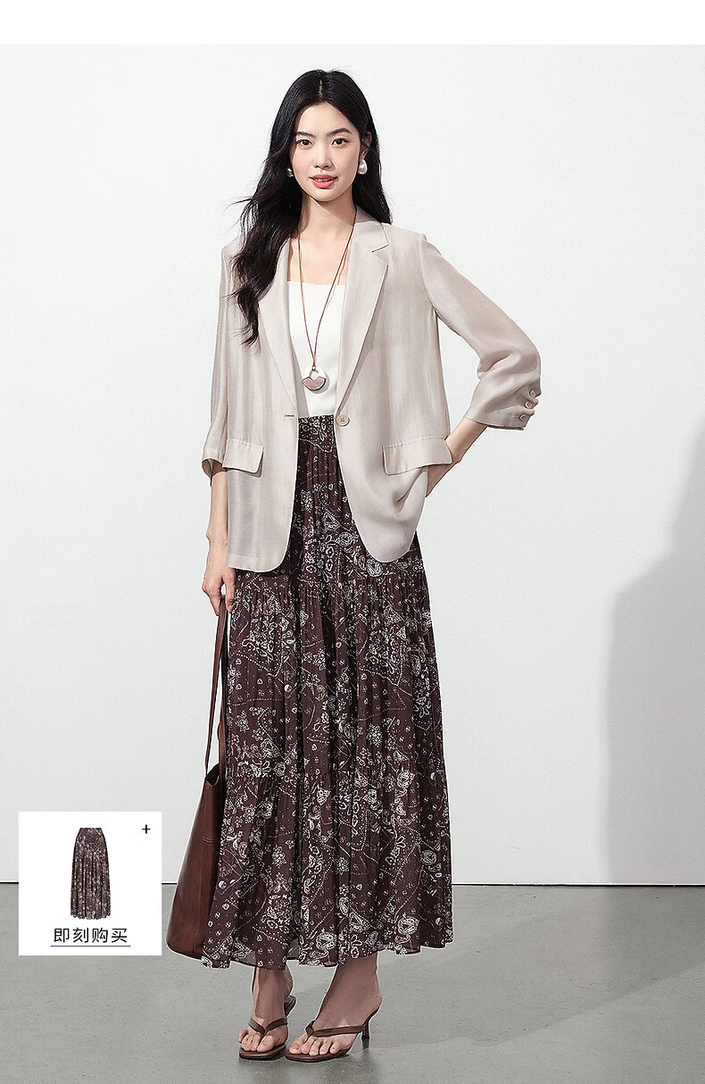 Yixiang Liying Lightweight Linen Blazer 2026 Summer New Loose Draped Short Jacket Beige 160/84A/M 24