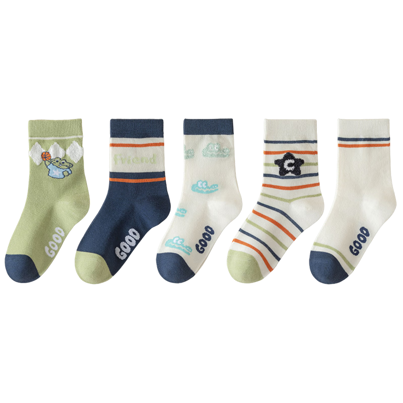 MiiOW Children's Socks, Boys' Thin Cotton Socks for All Seasons, Cartoon Mid-Calf Socks for Kids And Toddlers