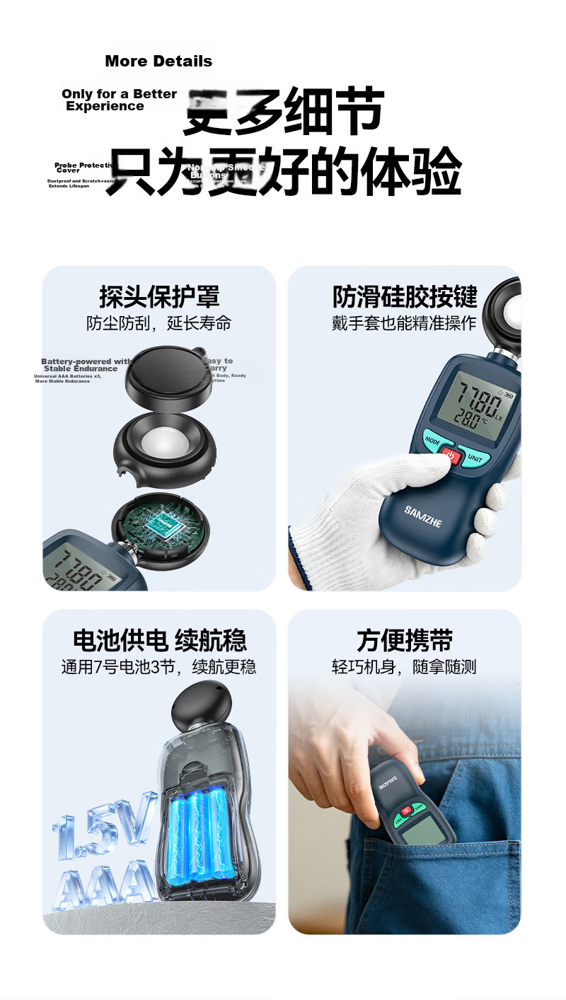 SAMZHE Digital Anemometer High-Precision Wind Temperature and Speed Meter Handheld Wind Speed Sensor SZ-FS01 14