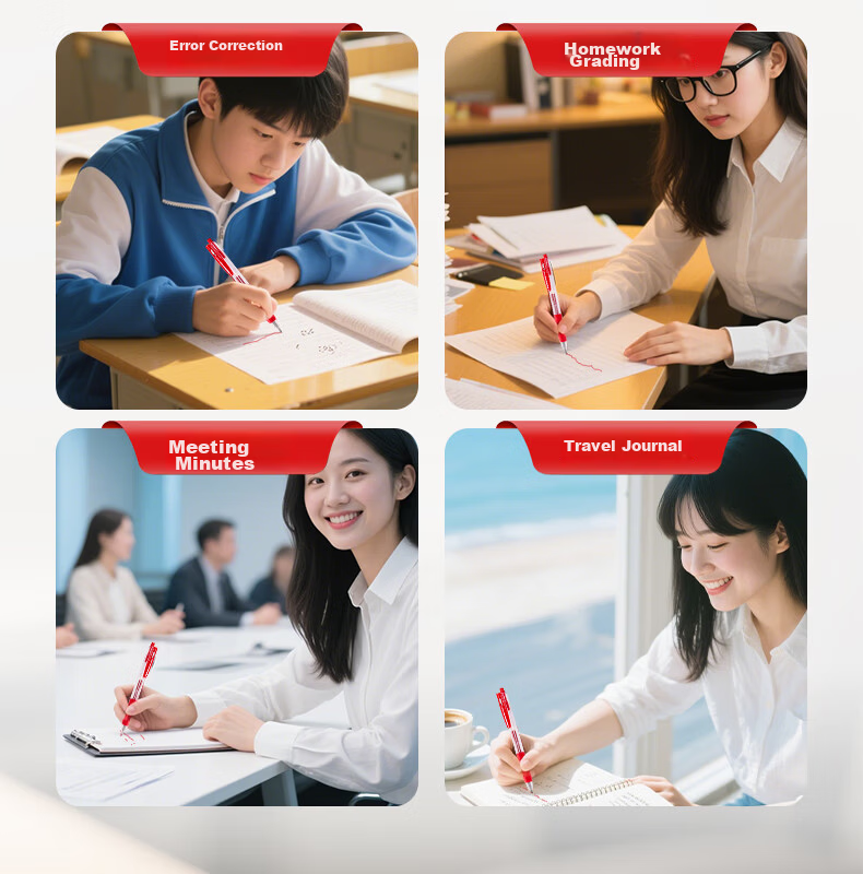 Comix Quick-Dry Retractable Gel Pen 0.5mm Bullet Tip Red Ink Office Supplies 12pcs/Box GP215 7